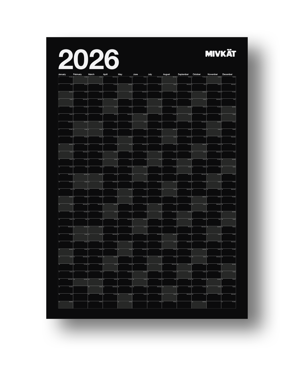 2026 Mivkat Yıllık Takvim